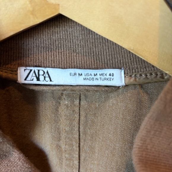 ZARA Linen Bomber Jacket Tan - Picture 6 of 6